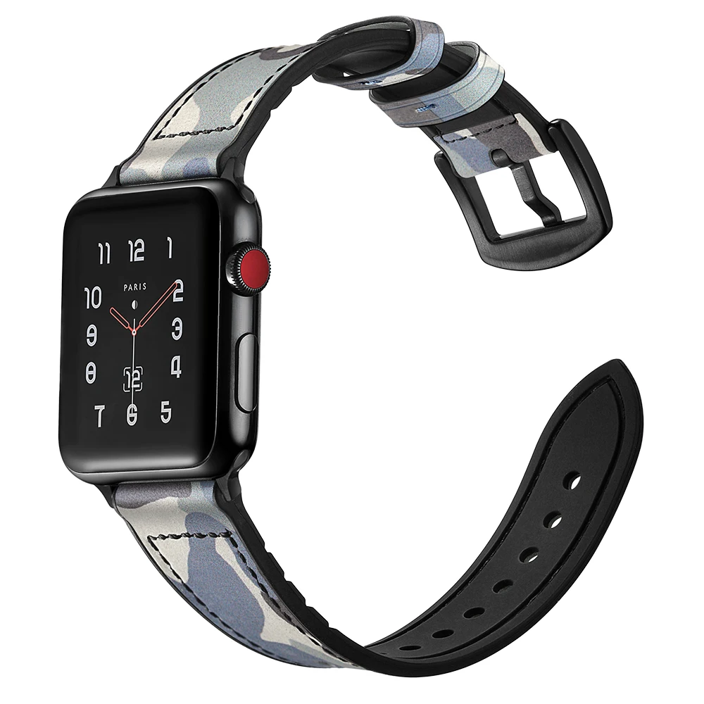 UEBN ремешок для apple watch кожа+ Силиконовый ремешок для iwatch 38/40 42/44 мм ремень высокого качества дышащий для iwatch серии 4 3 2 1