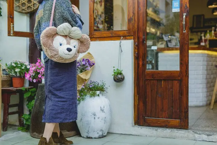 Kawaii аниме 45 см shelliemei медведь плюшевая Мягкая ручная Duffy Лицо Плюшевая Сумка-тоут сумка на плечо большие плюшевые детские рюкзаки