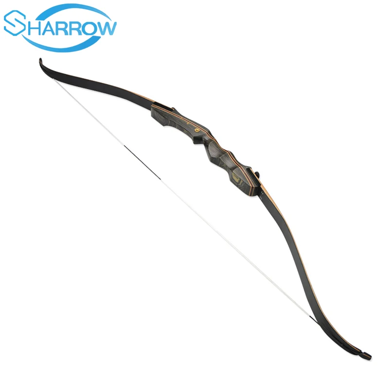 

18-40bls Recurve Bow Length 62 inches Dark Brown Riser for Right Hand User Archery Hunting Shooting Training Long Bow
