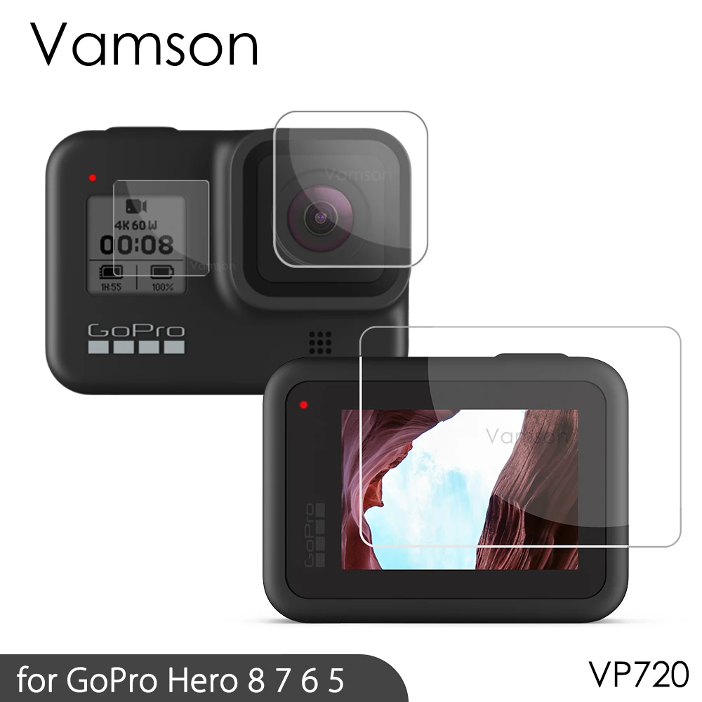 Vamson для GoPro Hero 8 черный 7 6 5 Защита экрана для Go pro Hero7 черный объектив камеры аксессуары защитная Пленка чехол VP710G