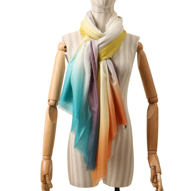 new wool multicolor gradient thin section women's shawl scarf dual purpose