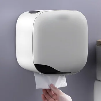 

Toilet Paper Holder Towel Wall Mounted Storage Box Bathroom Accessories Tray Roll Tube Punch-Free Double-Layer Shelf Tissue