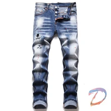 Pantalones vaqueros DSQ2 para hombre, Jeans de alta calidad con agujeros y tinta de salpicaduras, Hip Hop, dsq