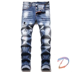 Pantalones vaqueros DSQ2 para hombre, Jeans de alta calidad con agujeros y tinta de salpicaduras, Hip Hop, dsq