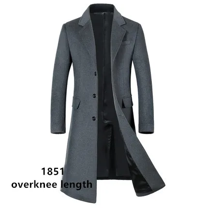 Мужское шерстяное пальто, Осень-зима, новое деловое повседневное шерстяное пальто, однобортный длинный Тренч, шерстяное пальто выше колена, твидовое пальто - Цвет: 1581overknee length