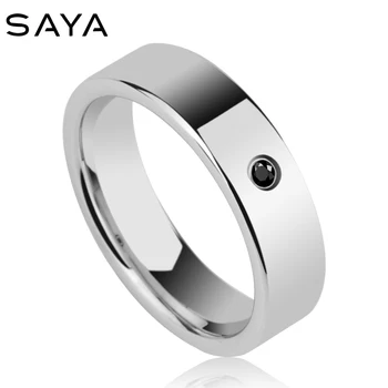 

Men Rings, High Polished Tungsten Carbide Rings for Men Wedding Flat Top with Black Color CZ Stones,Free Shipping, Customized