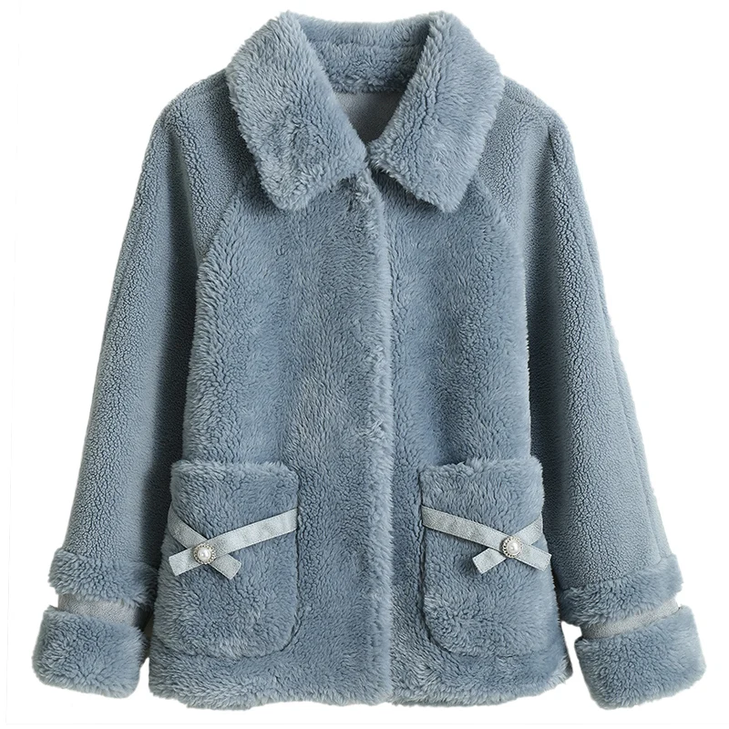 Женское пальто, новинка, меховое пальто для стрижки овец, Женское шерстяное пальто с одной пряжкой, Осеннее и зимнее пальто, сохраняющее тепло