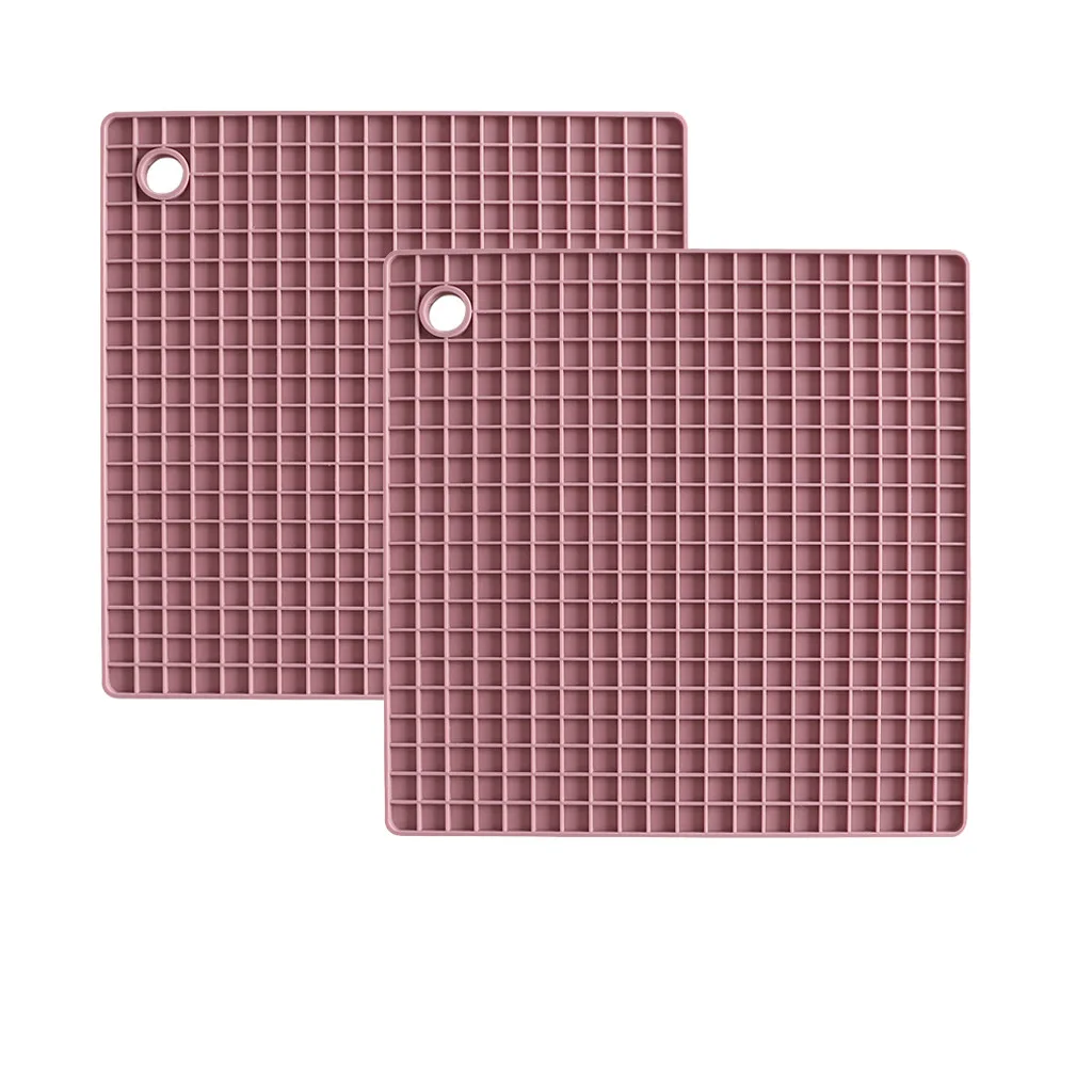 Purple 2 шт в скандинавском стиле сетка силиконовые подставки коврик Нескользящая чаша настенный подвесной квадратный стол кухонная салфетка-подставка Декор# pingyou - Цвет: Purple