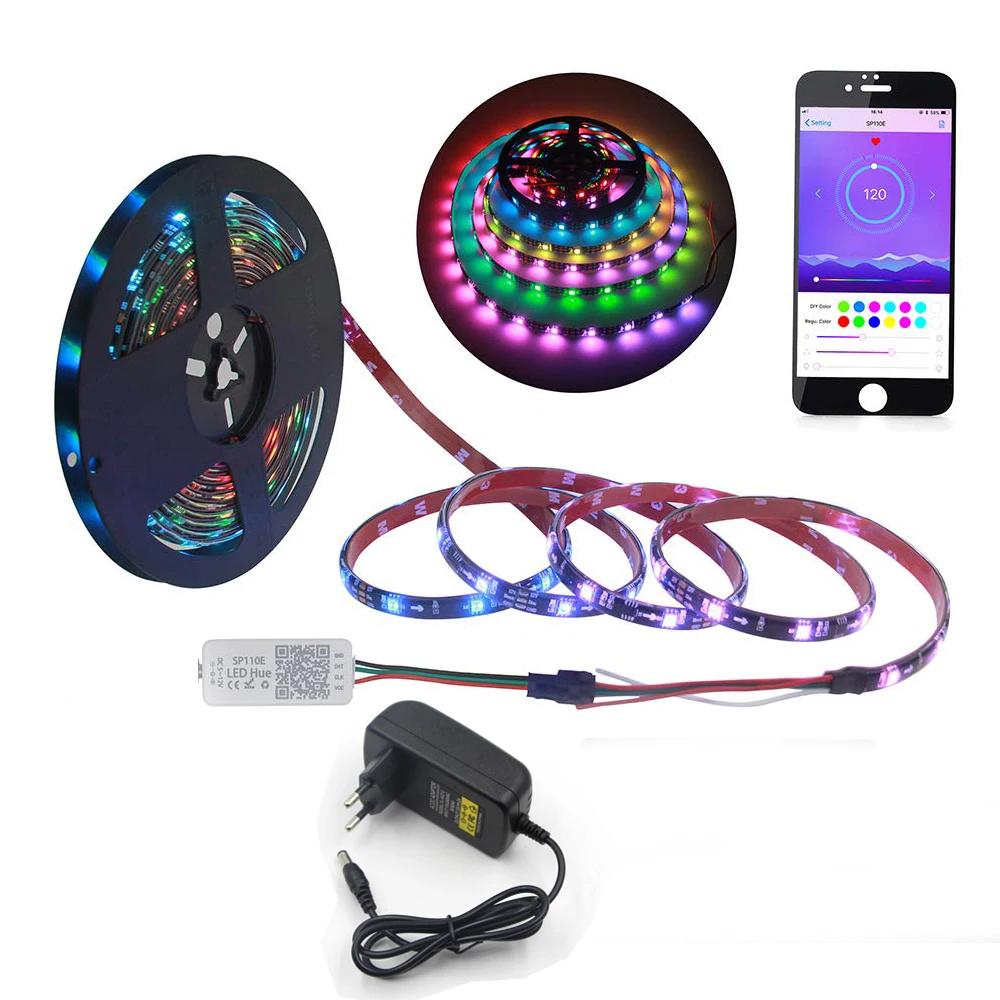 SP110E Bluetooth Pixel light ws2811 IC RGB 5 м Светодиодная лента программируемый адресуемый