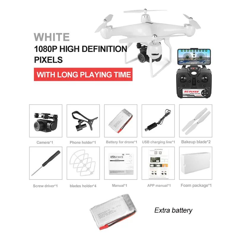 1080P Double Battery F68 Профессиональный радиоуправляемый Дрон 4K S32T 1080P HD вращающаяся камера дроны wifi FPV rc Квадрокоптер вертолеты очень долгое время полета 25 минут - Цвет: 1080P Double Battery