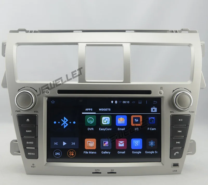 Четырехъядерный 1024*600 HD экран Android 9,0 автомобильный DVD gps радио навигация для Toyota Vios, Yaris sedan 2007-2011