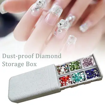 

Portable Diamond Painting Storage Boxes 6 Grids Nail Diamond Bead Jewelry Organizer Dustproof Case For Manicure Nail Art Tools