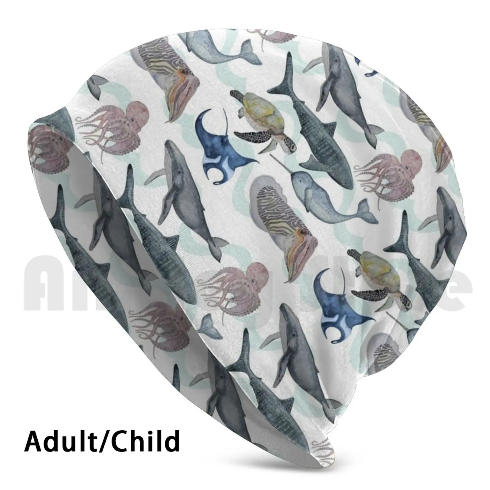 Шапочки под морем пуловер Удобная шапка для океана морских волн рыб акулы Кита