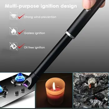 

USB Rechargeable Arc Lighters Gift Windproof Electric Barbecue Shell Outdoor Metal Starter Camping Gas Fire Kitchen Lighter A1U2