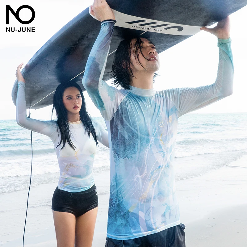 Nu-June 50UV Protect Surfing Rash Guard Men Swimwear Long Sleeve Swimsuit Mens Rashguard Surf Shirt For Swimming Sail 1