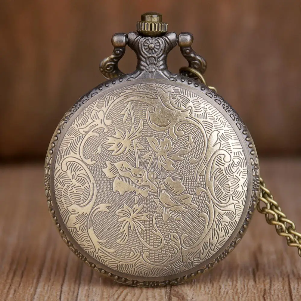 Бронзовые Кварцевые карманные часы стимпанк стиль AntiquePocket часы ожерелье цепь унисекс подарок часы