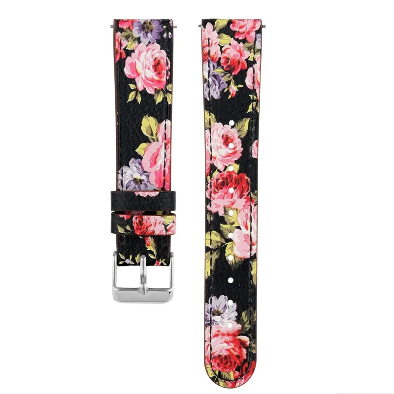 Floral Для samsung Galaxy Watch 42 мм/Galaxy Active1/2 ремешок для часов 20 мм быстросъемный мягкий кожаный браслет для Garmin Vivoactive 3 - Цвет: Floral