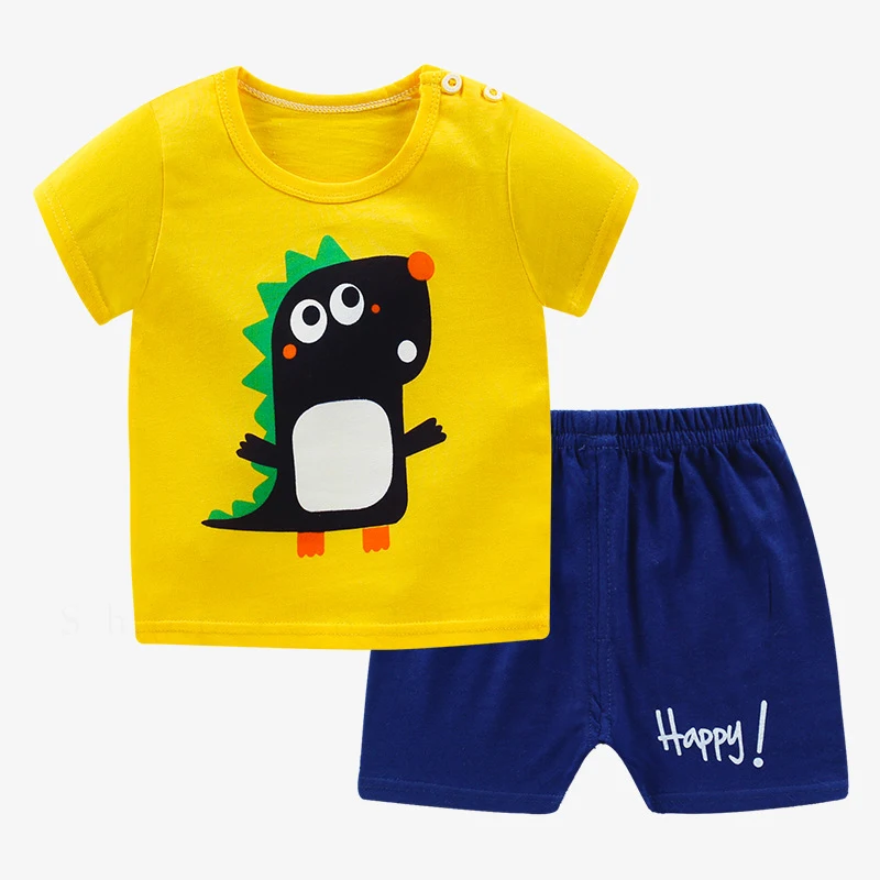 

Summer Kids Clothing Sets Baby Boys Girl Toddler Cotton Children Doll Clothes for Girls Tops Outfits cute T-shrits Shorts 2PC