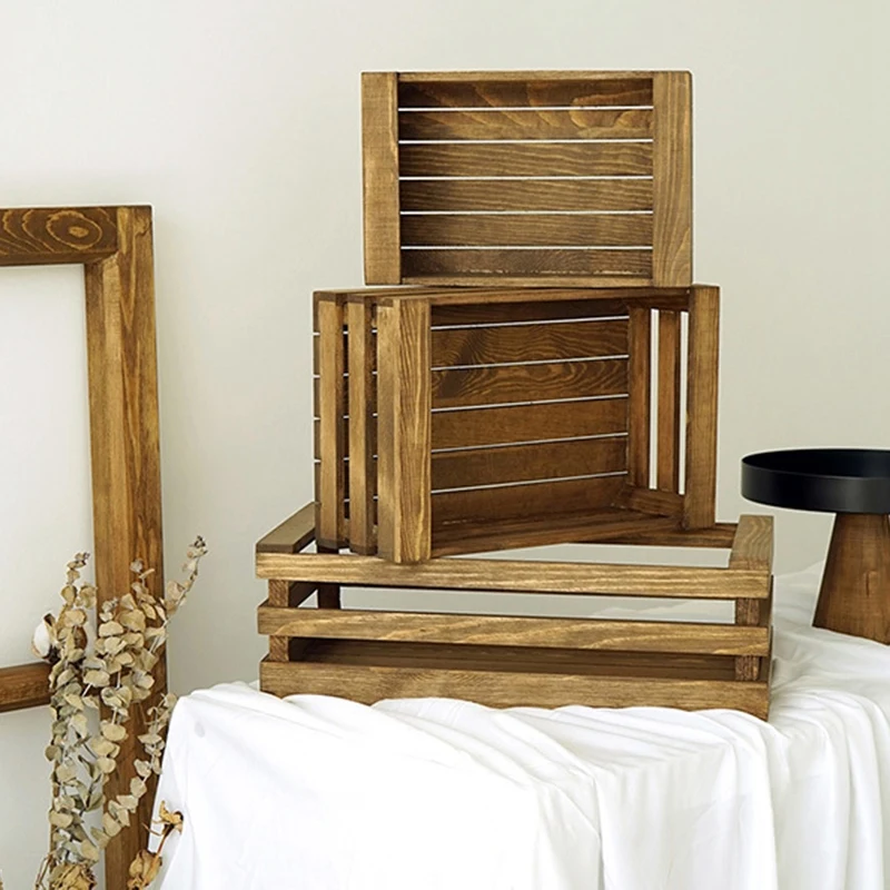 ABSS-Ретро деревянная корзина для хранения винтажный хлеб десерт украшение стола рамка многофункциональный органайзер корзина дисплей держатель опора
