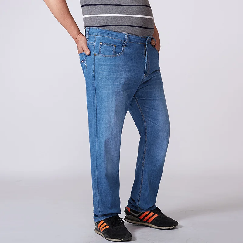 New Summer And Autumn Casual Plus High Waist Loose Fat Loose Straight Jeans Large Size Jeans Men