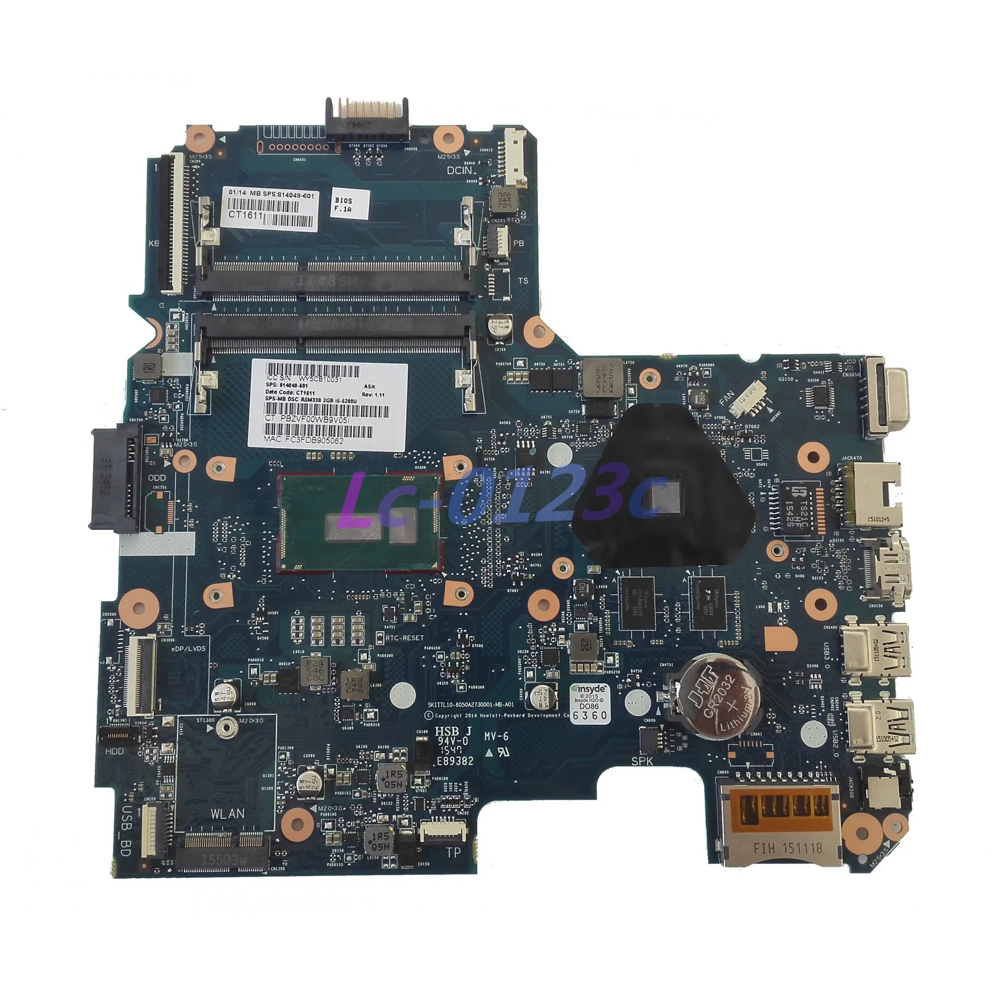 

FULCOL For HP 14-AC Laptop motherboard W/I5-5200U CPU y R5 M330 2G GPU 6050A2730001 814049-001 814049-501 814049-601 DDR3