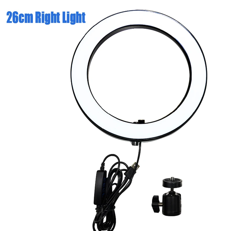 26cm Ring Light 26 см/16 см светодиодный светильник-кольцо с регулируемой яркостью фотографический светильник ing camera Phone Studio Selfie Ring лампа Настольные штативы для макияжа видео в реальном времени - Цвет: 26cm Ring Light