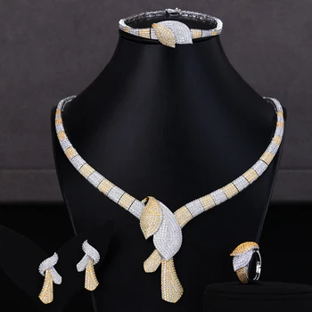 

GODKI NEW Luxury Peace Leaf African Jewelry Sets For Women Wedding Cubic Zirconia Dubai Bridal Jewelry Set 2020 party gift