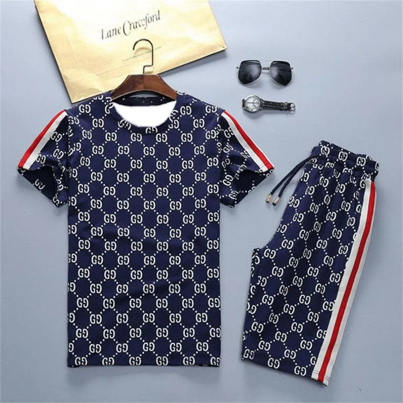 Camiseta de manga corta para hombre, pantalones cortos a la moda, traje de dos piezas, informal, europeo y americano, verano, 2021