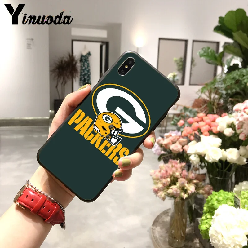 Yinuoda Green Bay упаковщик ТПУ черный чехол для телефона чехол для iPhone X XS MAX 6 6s 7 7plus 8 8Plus 5 5S SE XR 11pro max