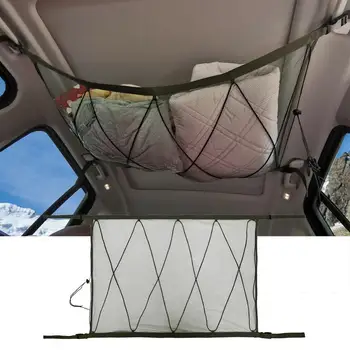 

Car Auto Ceiling Mesh Storage Bag Adjustable Elastic Organizer Cargo Net Polyester 34.4*25.5in Mesh Storage Bag