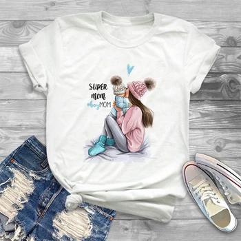 

T Shirt Vogue Tee Shirt Fashion Women Clothing Harajuku Kawaii Short Sleeve Tshirt Super Mom Female T-shirt Mother Top T Shirt