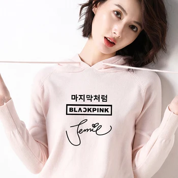 

BLACKPINK The new female sweaters Nice color sweaters popular have a hat casual wear keep warm fans youth action loose