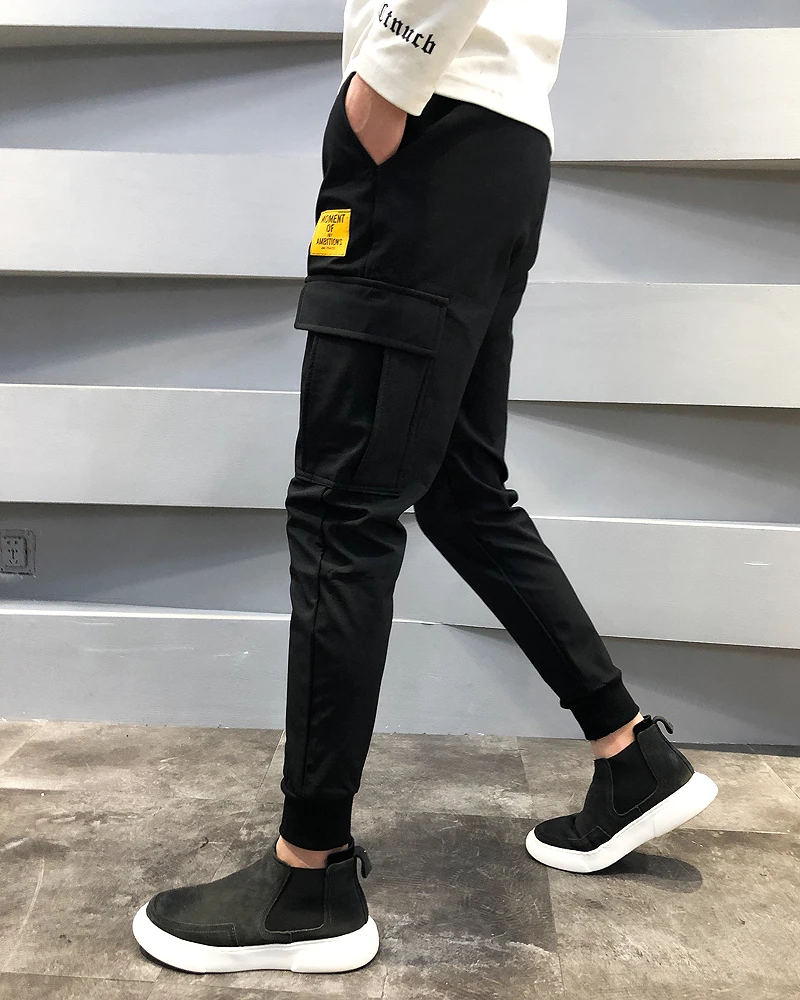 New Autumn Winter Cargo Pants Men Fashion Side Pocket Decor Mens Casual Harem Pants Slim Fit Joggers Men Streetwear Hip Hop