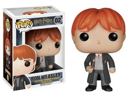 RON02 with box Funko Pop Movie Гарри Поттер Гермиона Рон Добби Луна персонажи Дамблдор 10 см Виниловая кукла Фигурка Коллекция Модель игрушки - Цвет: RON02 with box