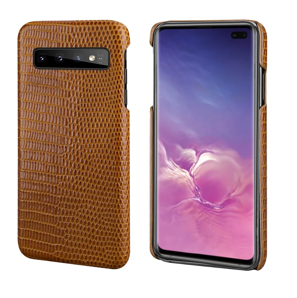 BuzzLee первый слой Воловьей Кожи Ящерицы шаблон задняя крышка для samsung S10 Plus телефон Чехол царапинам телефон чехол для samsung Note9
