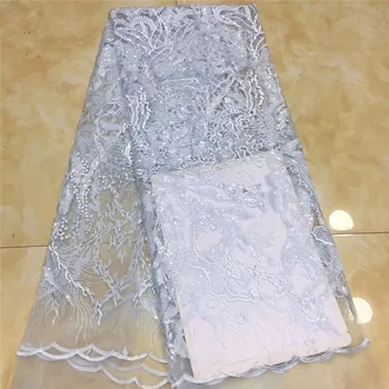 

2020 Latest French Net Laces Fabrics High Quality Sequins Tulle African Laces Fabric Wedding African French Sequins Tulle Lace