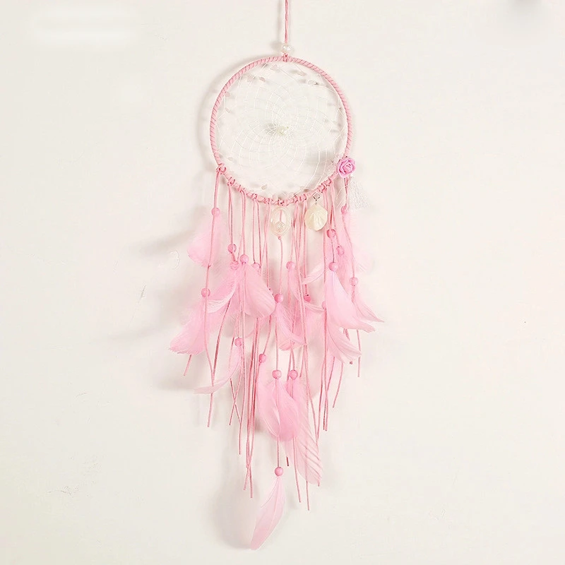 ドリームキャッチャーロングタッセルピンクフェザードリームキャッチャーガールズドリームキャッチャーウォールハンギングデコレーション Shell Dream Catcher Catcher Dreamnursery Cribs Aliexpress