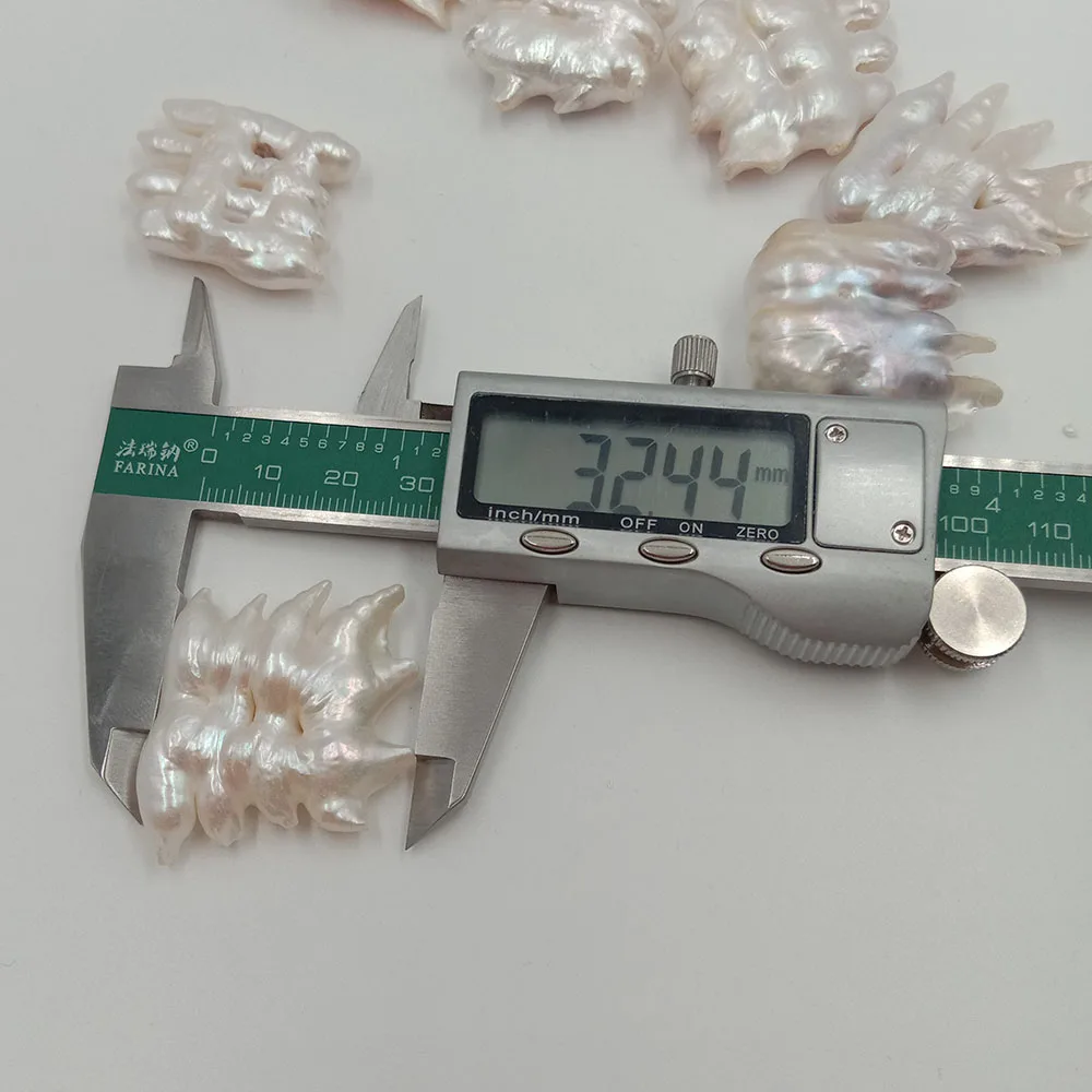 100% Nature freshwater loose pearl with  comb baroque shape, 25-44 MM ,DIY BEADS,half hole drilled or no hole