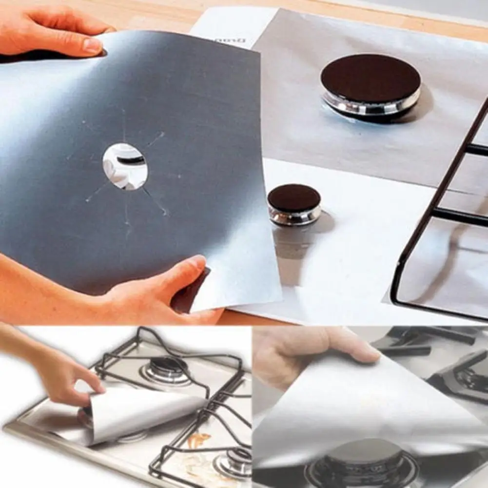 1 2 4 Pcs Gas Stove Protector Cover Reusable Non Stick Silicone Aluminum Foil Liner Protection
