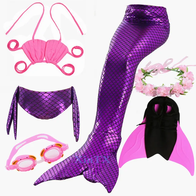 Детский купальник Русалочки бикини с ластами моноласт купальный костюм платье