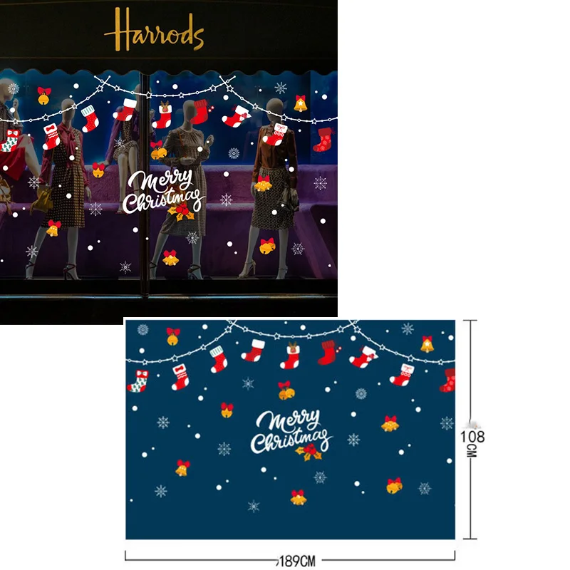 865 Рождественские украшения для дома, Navidad, наклейки на окна, снежинка, лось, стеклянные наклейки, Санта, настенные фрески, рождественские, вечерние, Декор - Цвет: 865