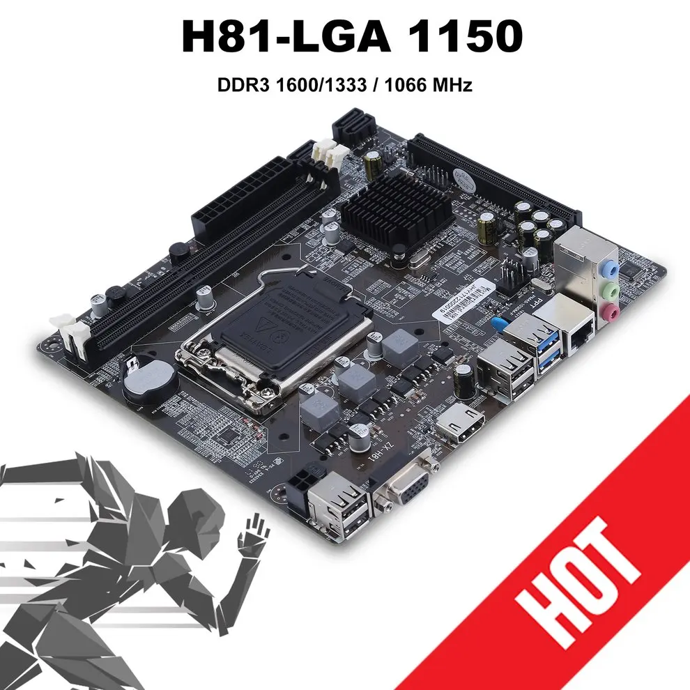 Для H81 с LGA 1150 2 DDR3 USB3.0 интерфейс SATA2.0 16 Гб компьютер Gigabit Ethernet материнская плата основной процессор плата для ПК