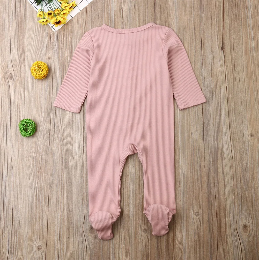 Newborn Infant Baby Boy Girl Outfit Soft Long Sleeve Romper Knitting Warm Cotton Clothes Sunsuit Cute Pure Color Clothing