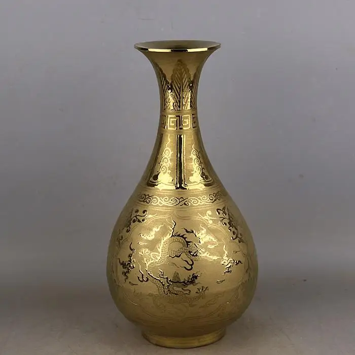 

Jingdezhen Ming Dynasty Xuande Year Mark Gilded Gold Dragon Pattern Vase Antique Ornament Antique Collection