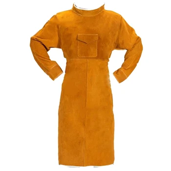 

120cm Welding Apron Flame Retardant Long Sleeve Welder Protective Clothing Split Leather Fire-Resistant