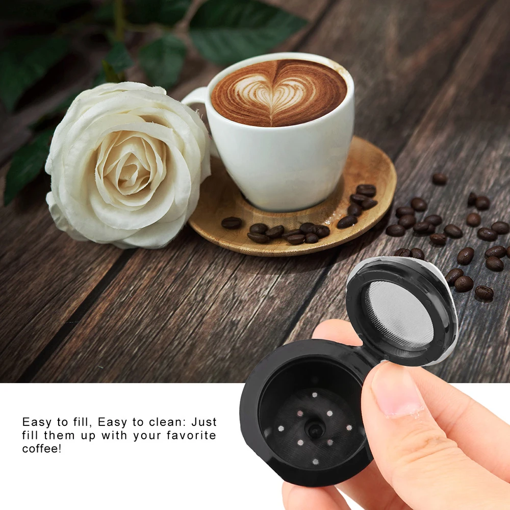 

Reusable Nespresso Coffee Capsules Cup With Spoon Brush Black Refillable Coffee Capsule Refilling Filter Coffeeware Gift