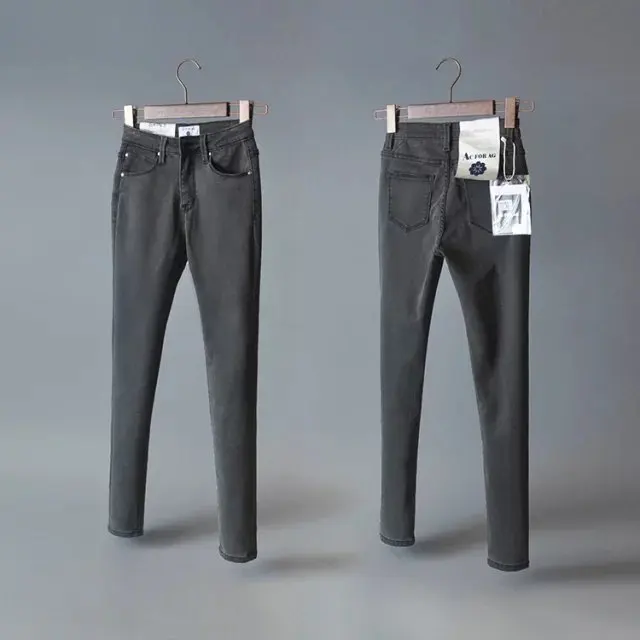 Осень стиль западный стиль Slim Fit для похудения acforag с высокой талией эластичные джинсы зауженные брюки женские