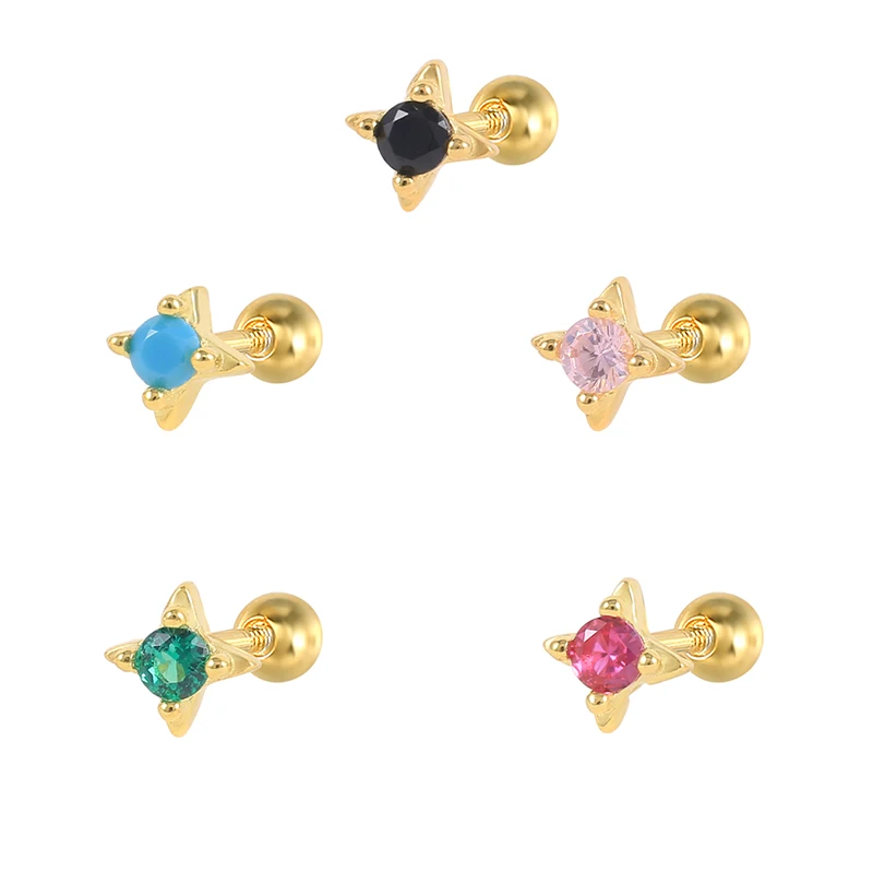 CANNER Piercing Aretes 925 Sterling Silver Colorful Snowflake Zircon Stud Earring For Women Korean Crystal Mini Earrings Jewerly