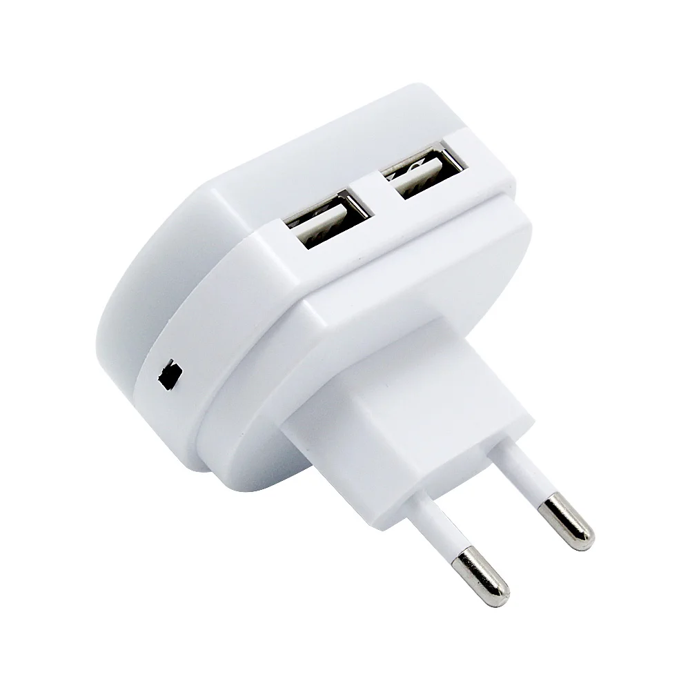 Адаптер питания с 2 USB-портами вилка европейского стандарта 220 В переменного тока
