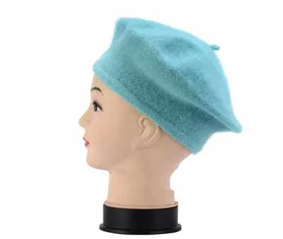 Sky Blue Зимние Детские Модные шапки для младенцев, яркие цвета, шерстяной берет, детская одежда, аксессуары для девочек, шапки художника, новорожденные реквизиты для фотографии - Цвет: Sky Blue
